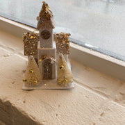 Paper Church Ornament with Trees and LED