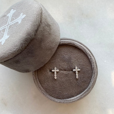 SS CZ Cross Earrings