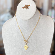 Gold Toggle Necklace with Antique Medal