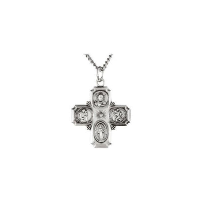 Sterling Silver 25x24 mm Four-Way Cross Medal 24" Necklace Crossroads Collective