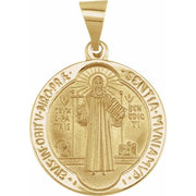 14K Yellow 18 mm Round Hollow St. Benedict Medal Crossroads Collective