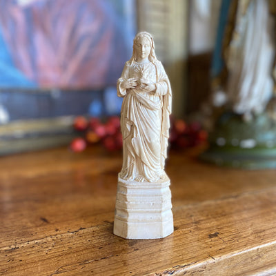 Antique Small Immaculate Heart of Mary Statue | 7 in.