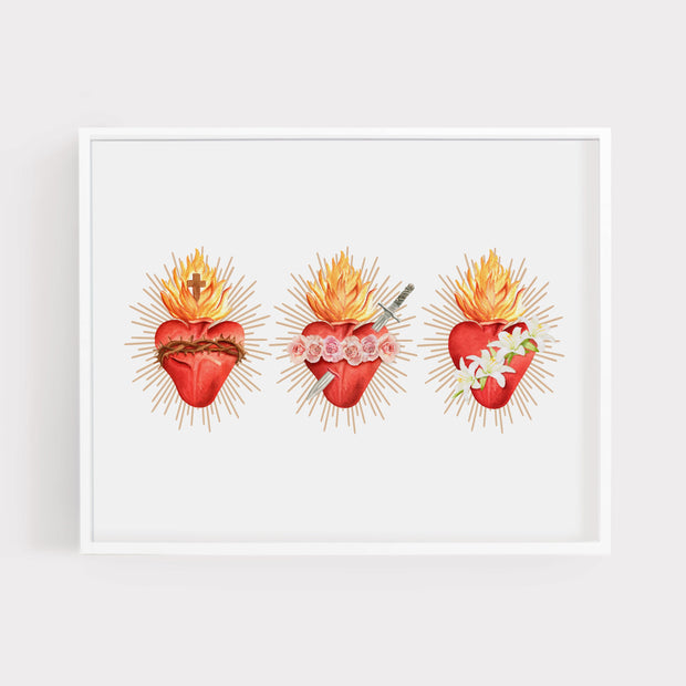 Three Hearts of the Holy Family | Art Print Home & Decor Crossroads Collective