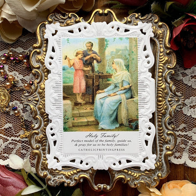 Holy Family- Year of the Family Prayer Baroque Paper Lace Holy Card Prayer Cards Crossroads Collective