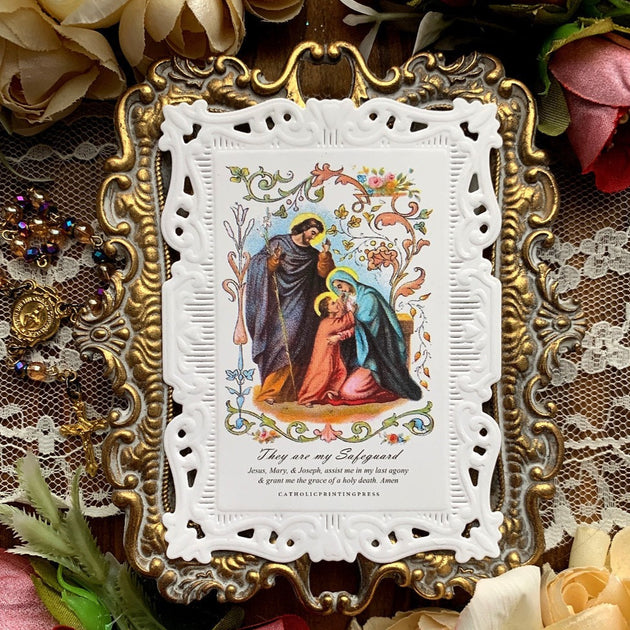 Holy Family Illuminated Baroque Paper Lace Holy Card Crossroads