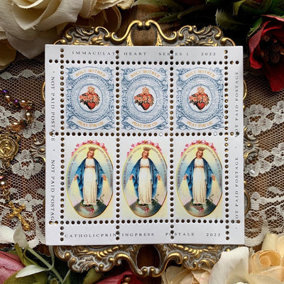 Immaculate Heart Gummed Stamps Stationery Crossroads Collective