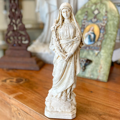 Antique Mary with Lily Statue