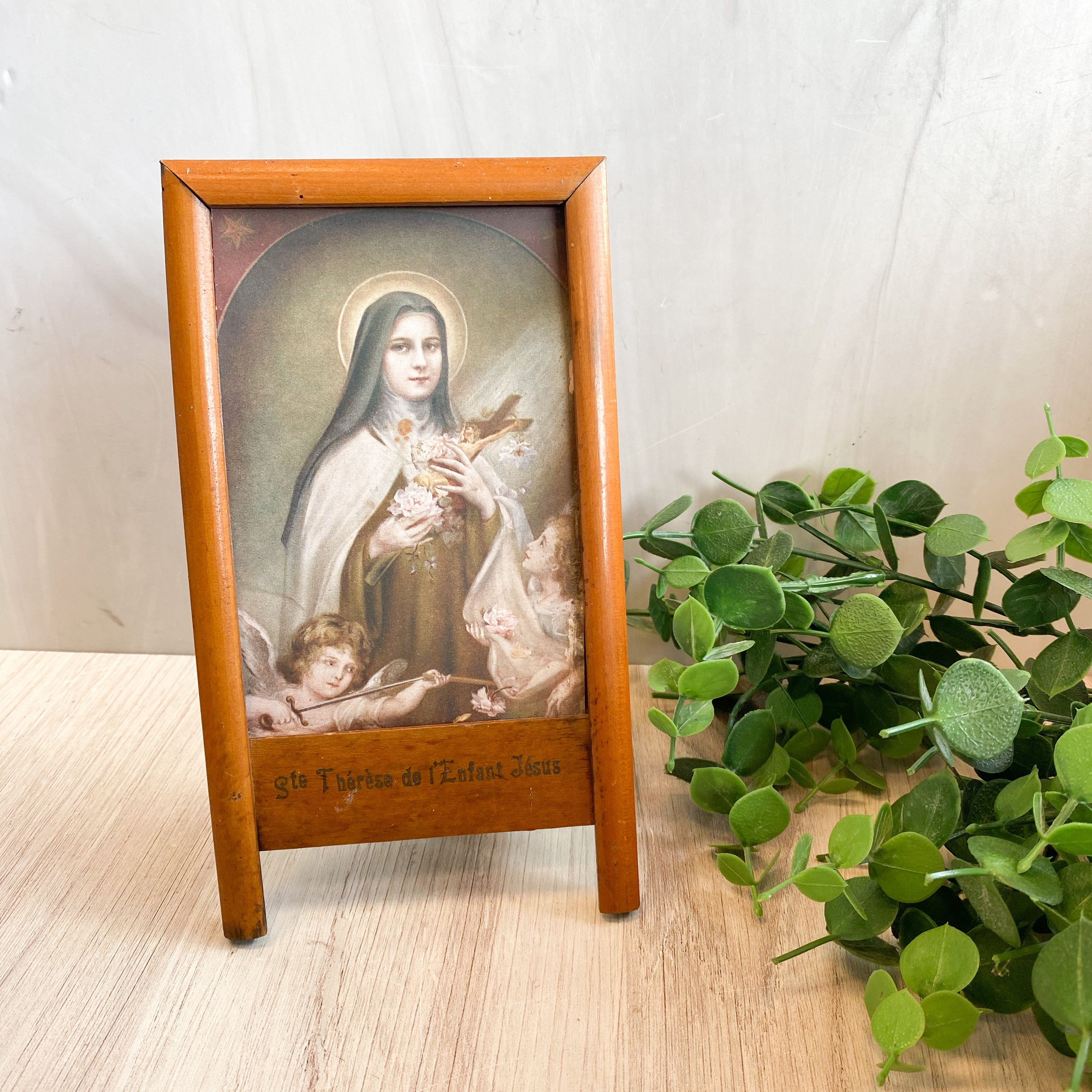 Antique French Wooden Easel of St. Therese of Lisieux