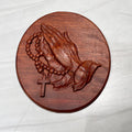 Praying Hands w/Rosary Wooden Plaque apprx 6.25" x 6.875"