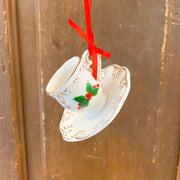 Porcelain Holiday Formal Tea Cup Ornaments, 3 Assorted