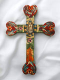 MXC9 - Hand-Painted Mexican Heart-Shaped Wall Cross
