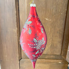 Ornament Red With Pinecones Greenery & Gold Accents (3 shapes)