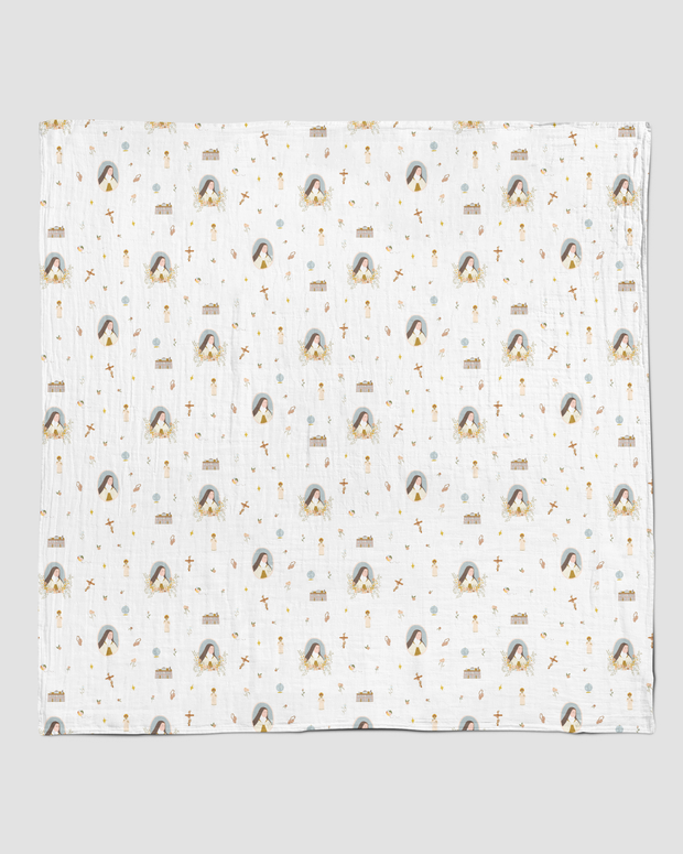 St. Therese of Lisieux Muslin Swaddle Baby Blanket