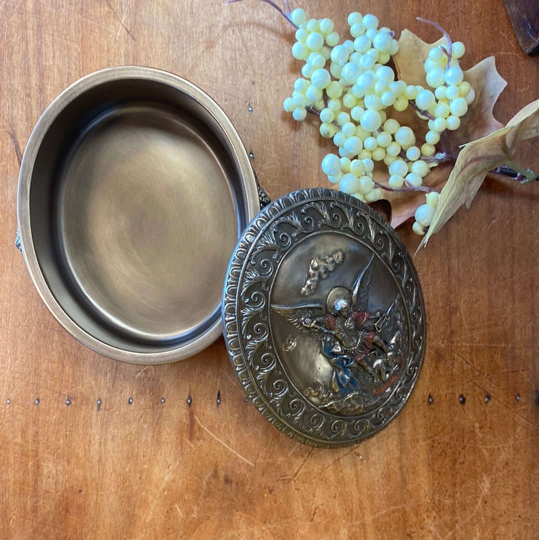 St. Michael Box in Cold Cast Bronze 3.75x4.5"