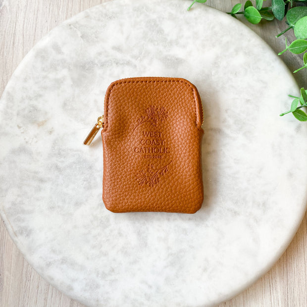 Leather Rosary Pouch - Brown
