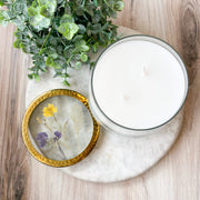 Roman Lavender Pressed Floral Candle-Large