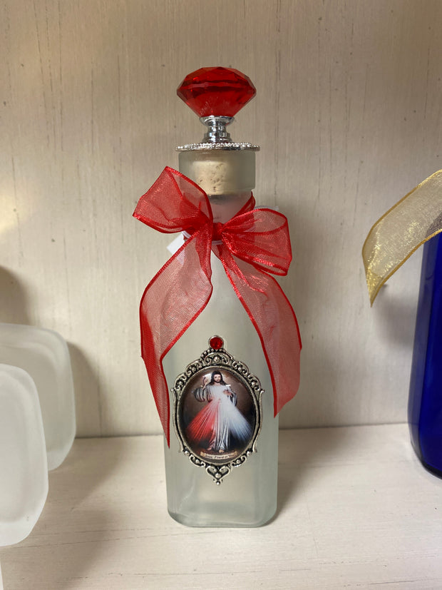 HWB23215 - Holy Water Bottle, Frosted Red - Divine Mercy