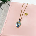 Dainty Our Lady in Blue Roses Necklace