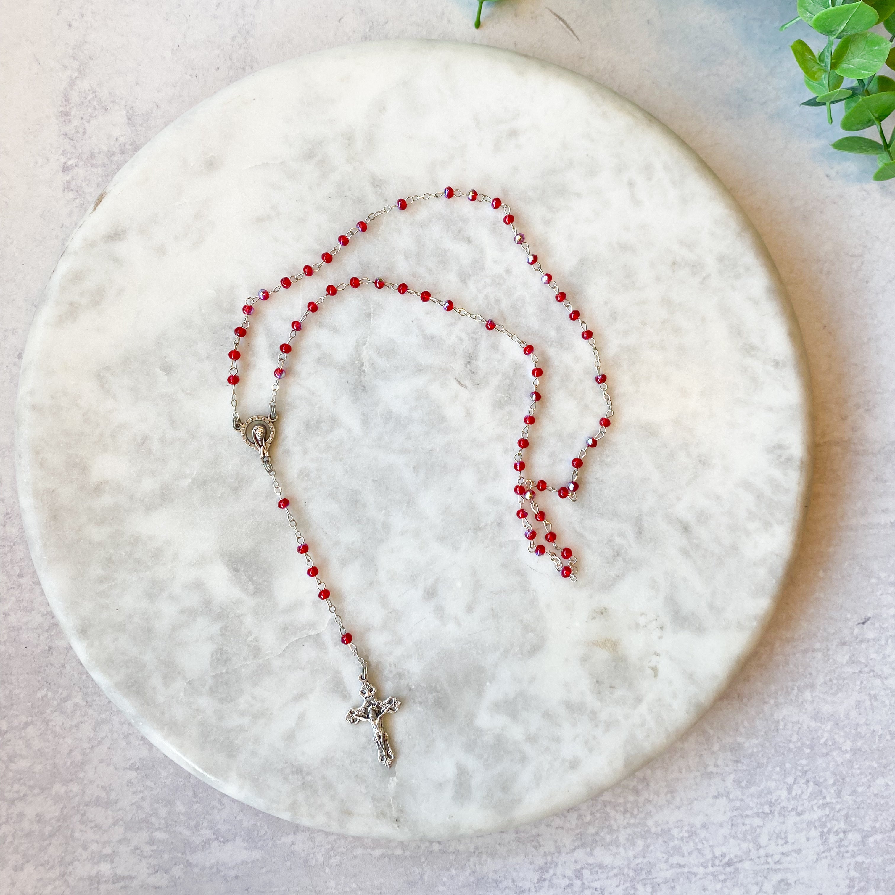 3mm Glass Rosary Red