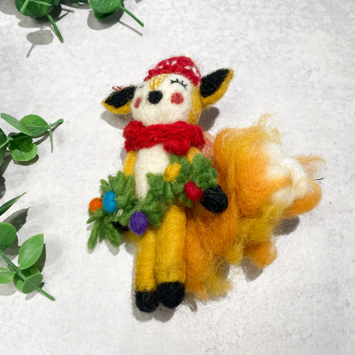 Woodland Animal Wool Ornament - Deer; Fox