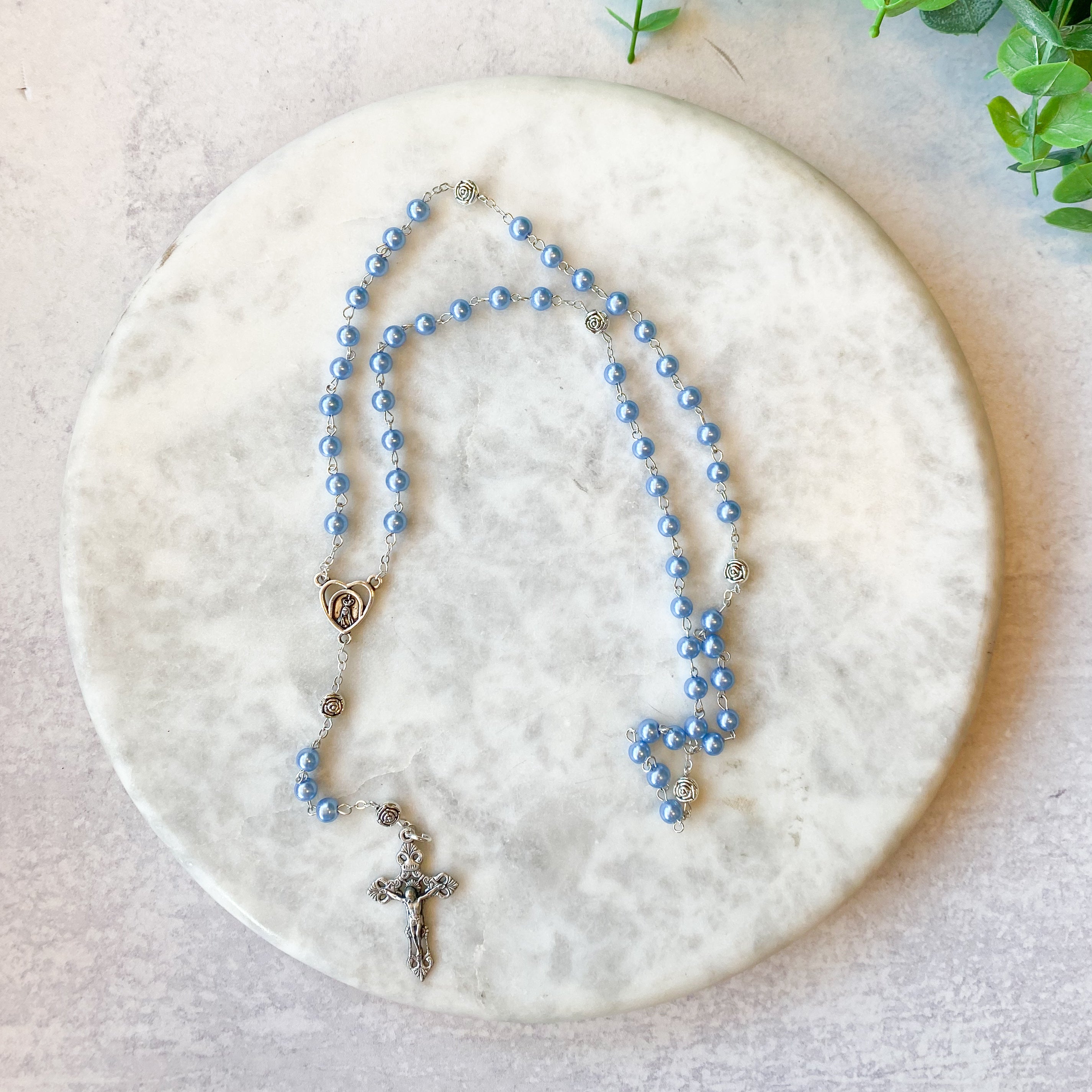Blue Pearl Rosary from Fatima