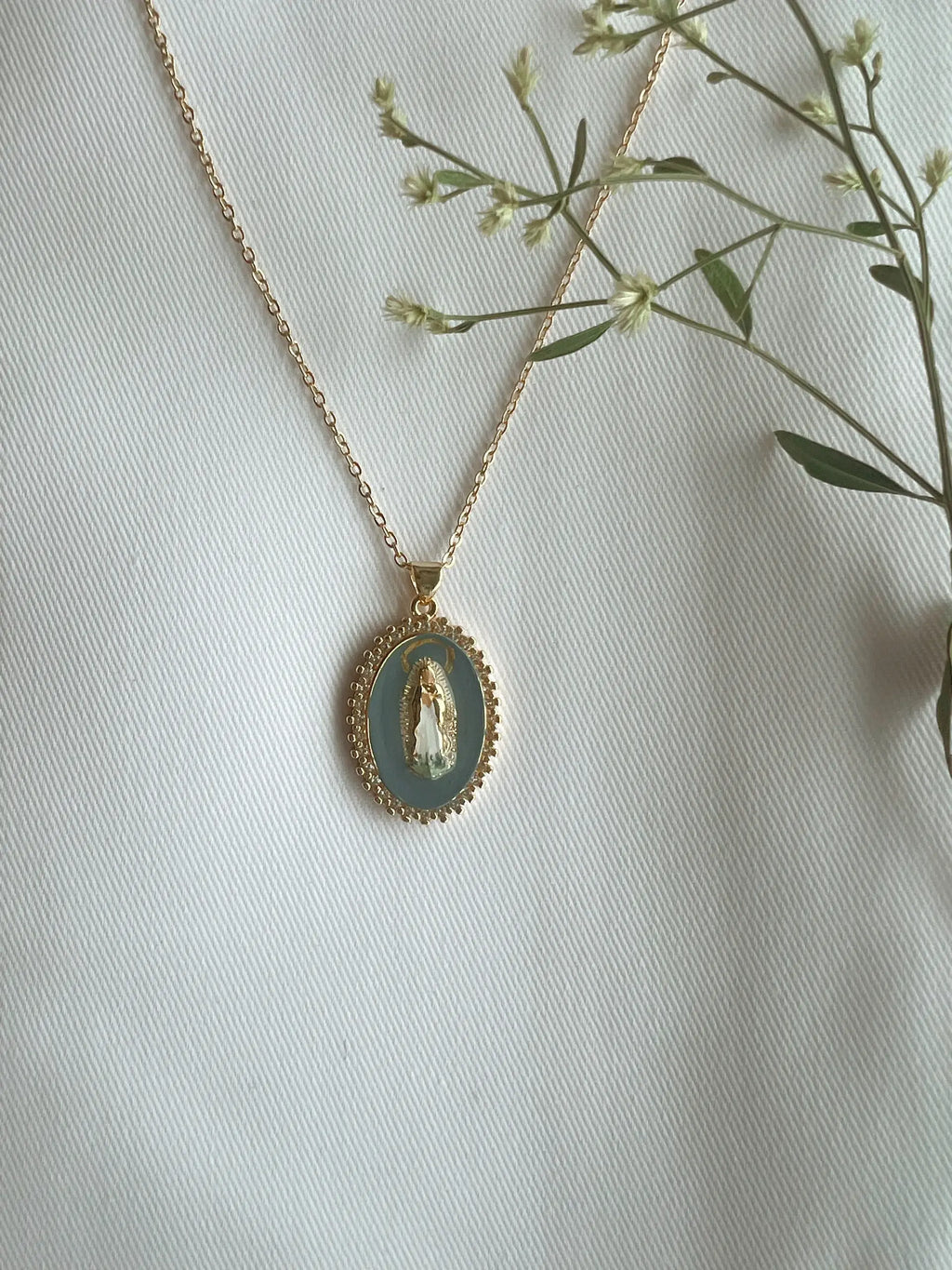 Miraculous Medal in Blue Necklace