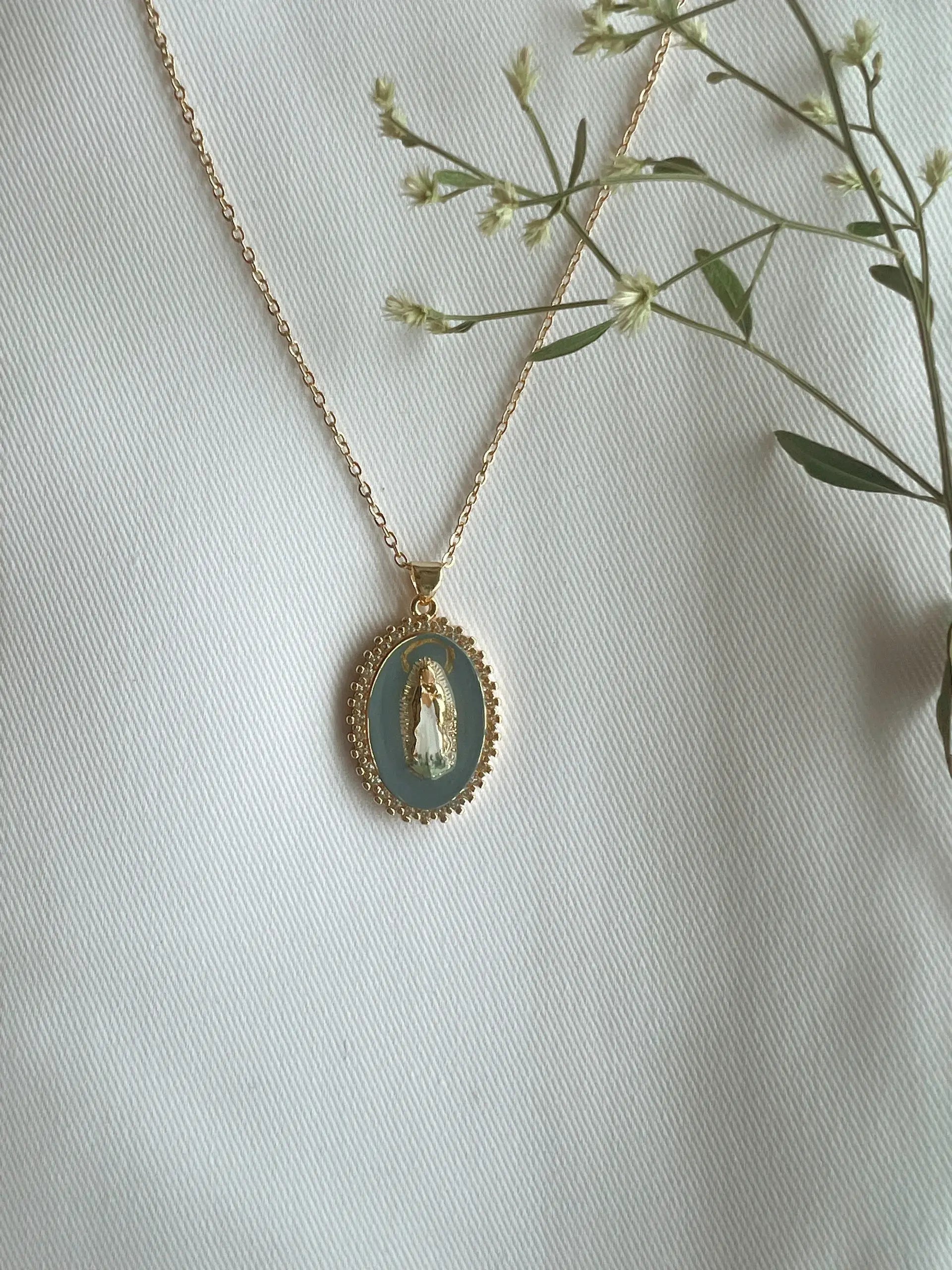 Miraculous Medal in Blue Necklace