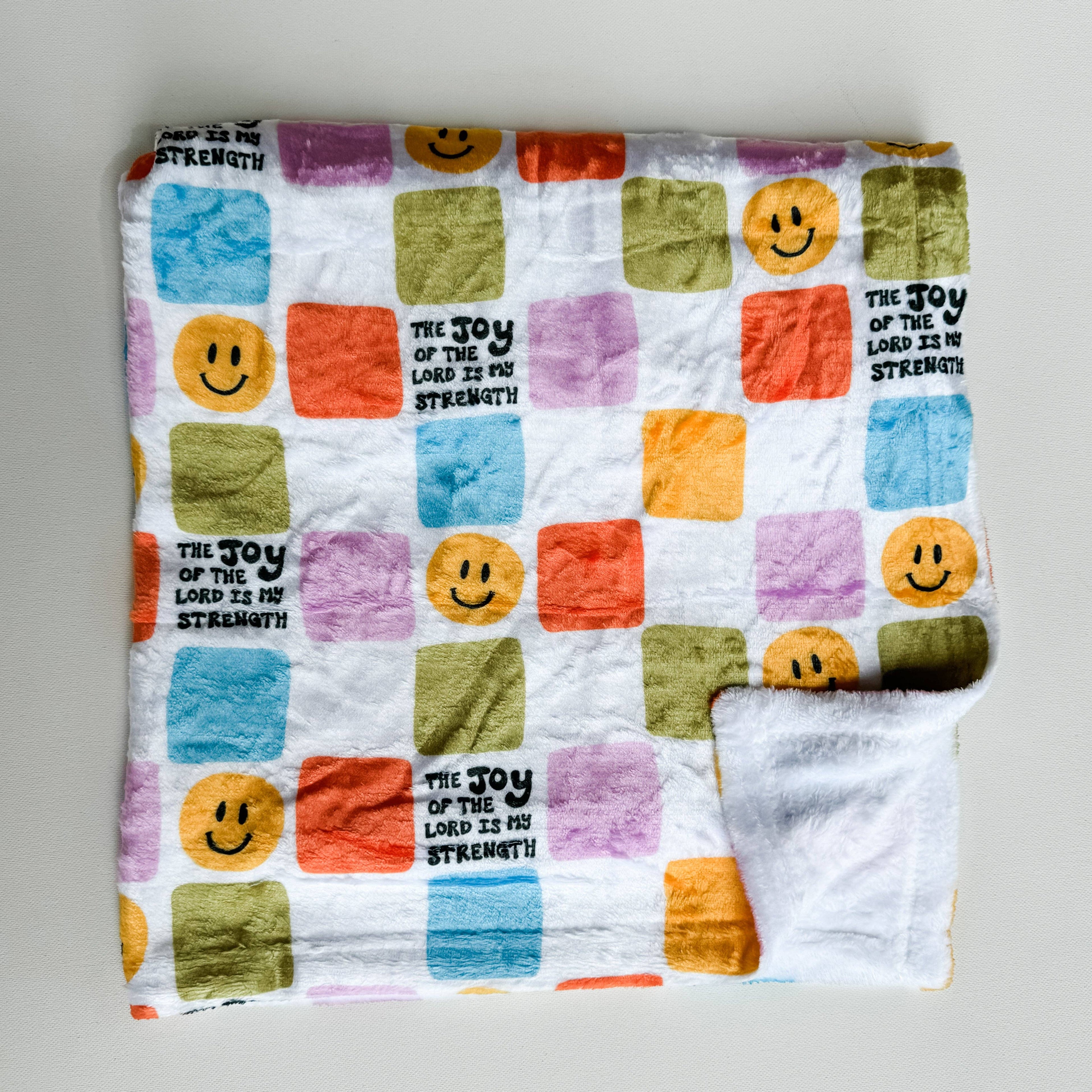 Joy of the Lord Retro Minky Blanket