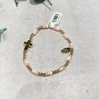 Child Size Gold Side Cross Stretch Beaded Bracelet (3) Colors
