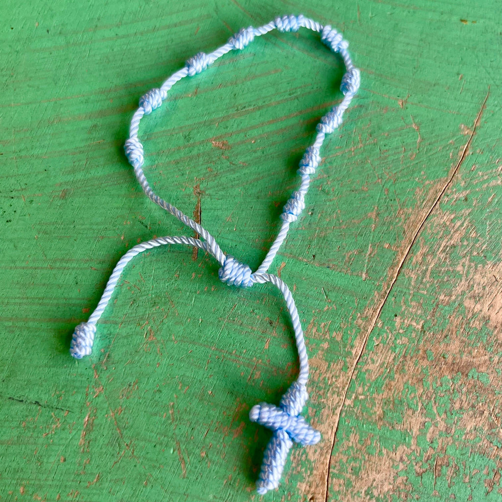 Knotted Cord Rosary Decade Adjustable Bracelet