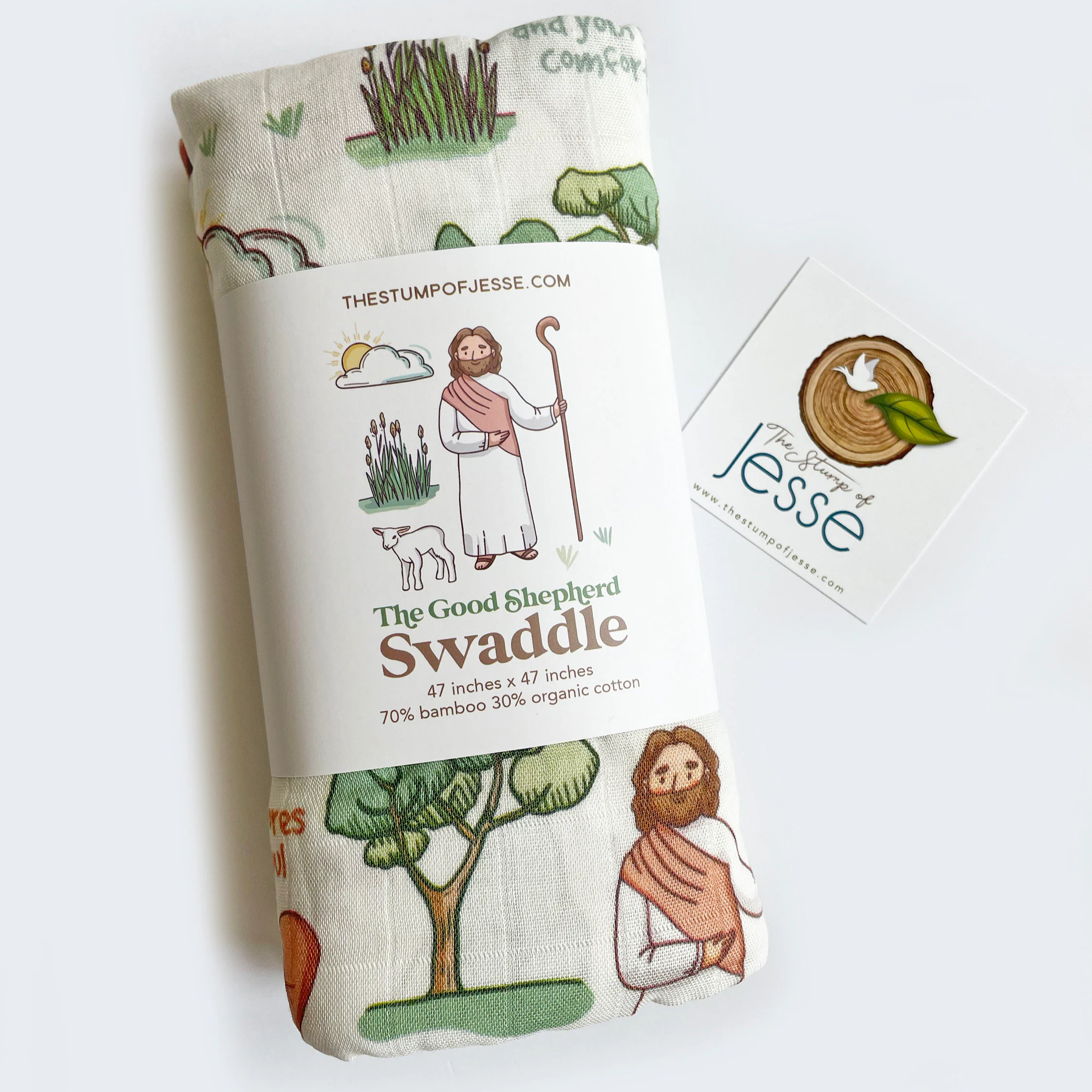 The Good Shepherd Muslin Deluxe Swaddle I Catholic Gift