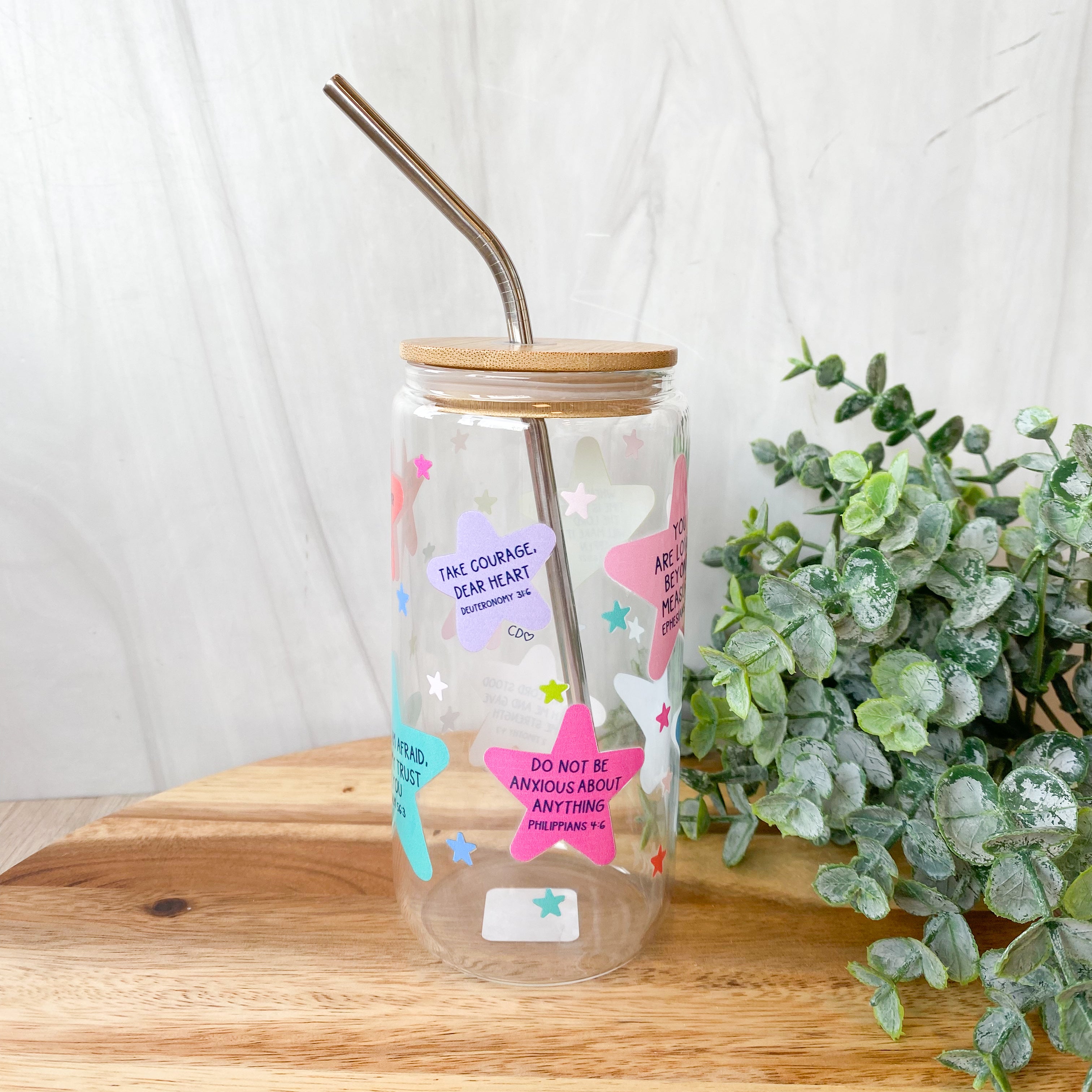 Bible Verses Glass Coffee Can