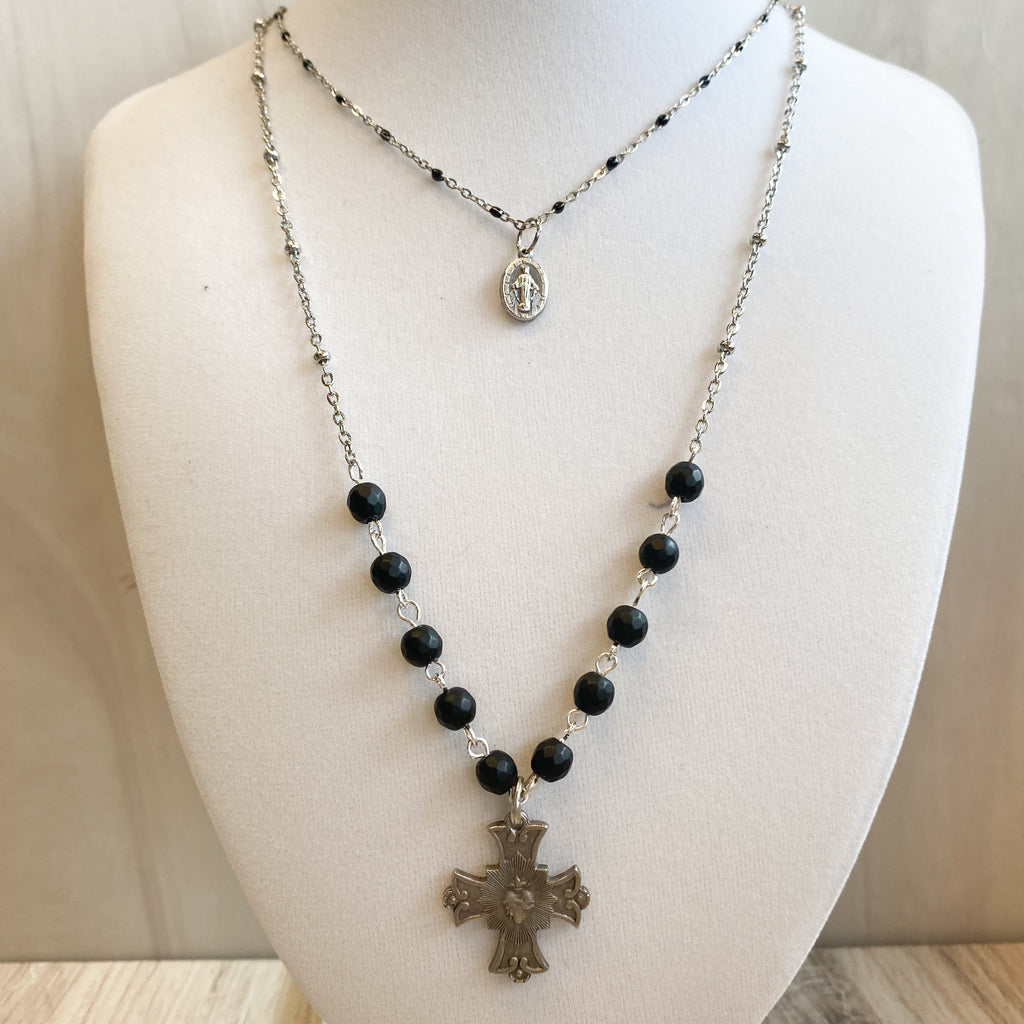 Sacred Heart and Miraculous Double Chain Necklace