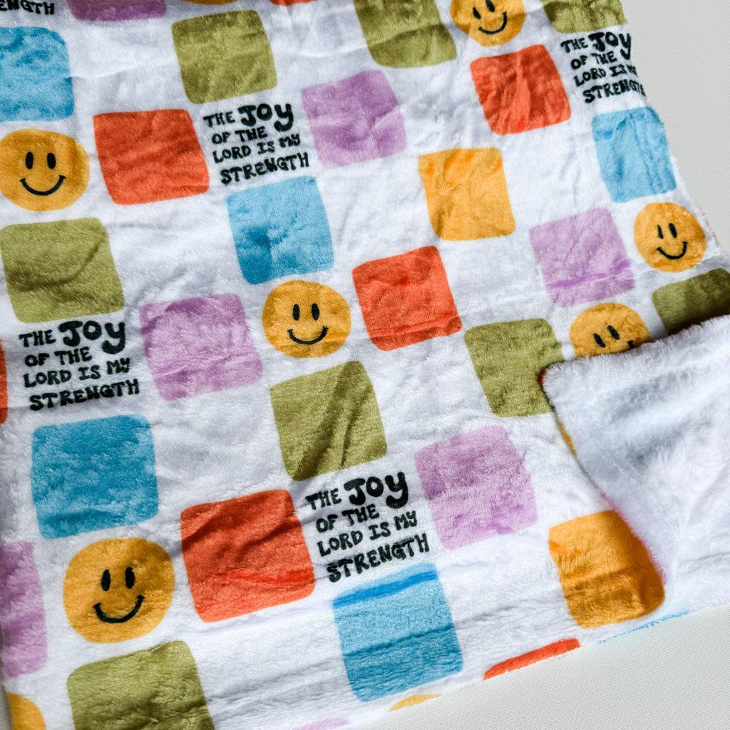 Joy of the Lord Retro Minky Blanket