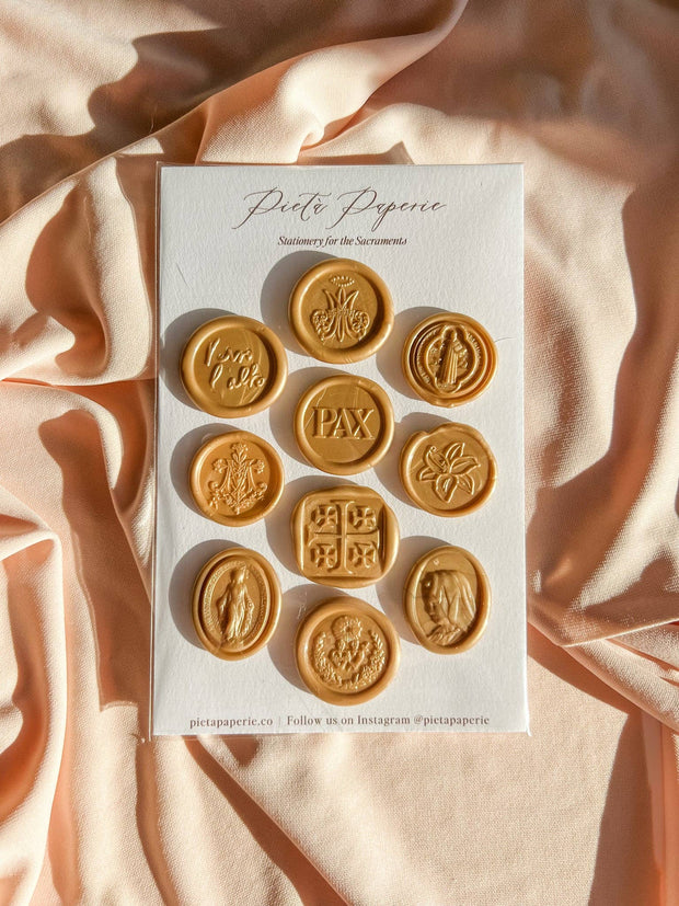 Catholic Wax Seals, Variety Pack of 10 in Resurrection Gold