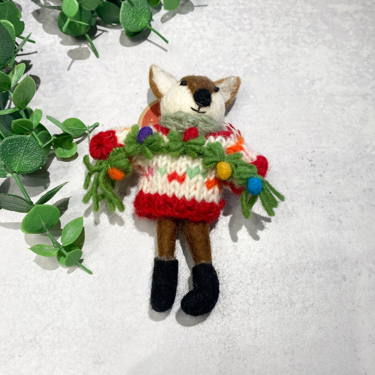 Woodland Animal Wool Ornament - Deer; Fox