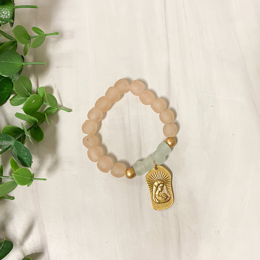 Medal Sea Glass Bracelet