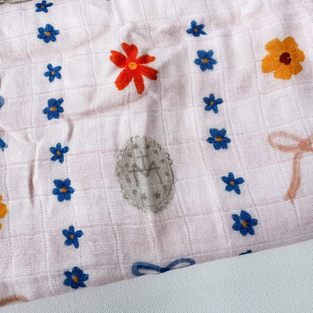 Catholic Girly Bows Luxury Double Sided Muslin Catholic Blanket