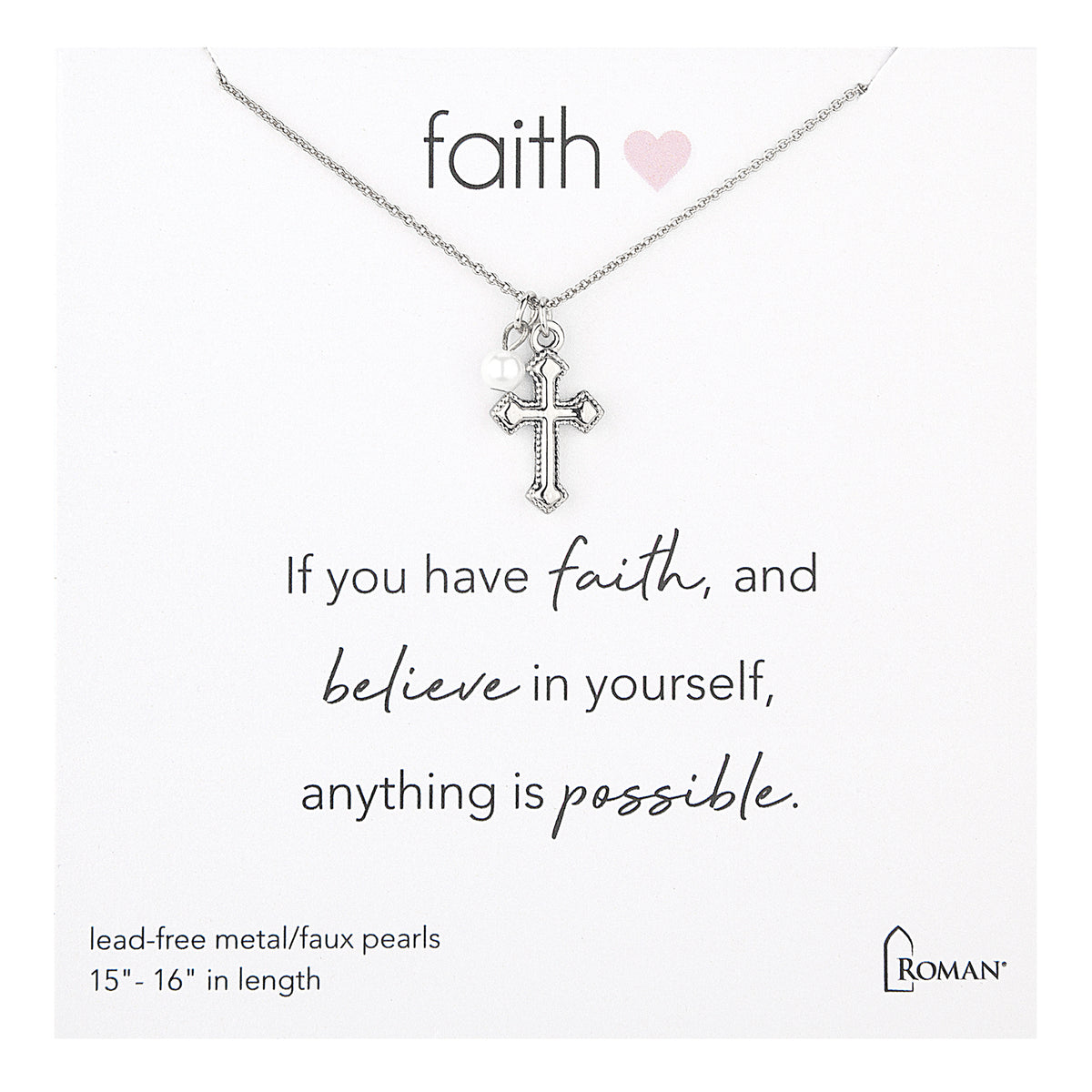 15"-16"L Silver Cross Necklace