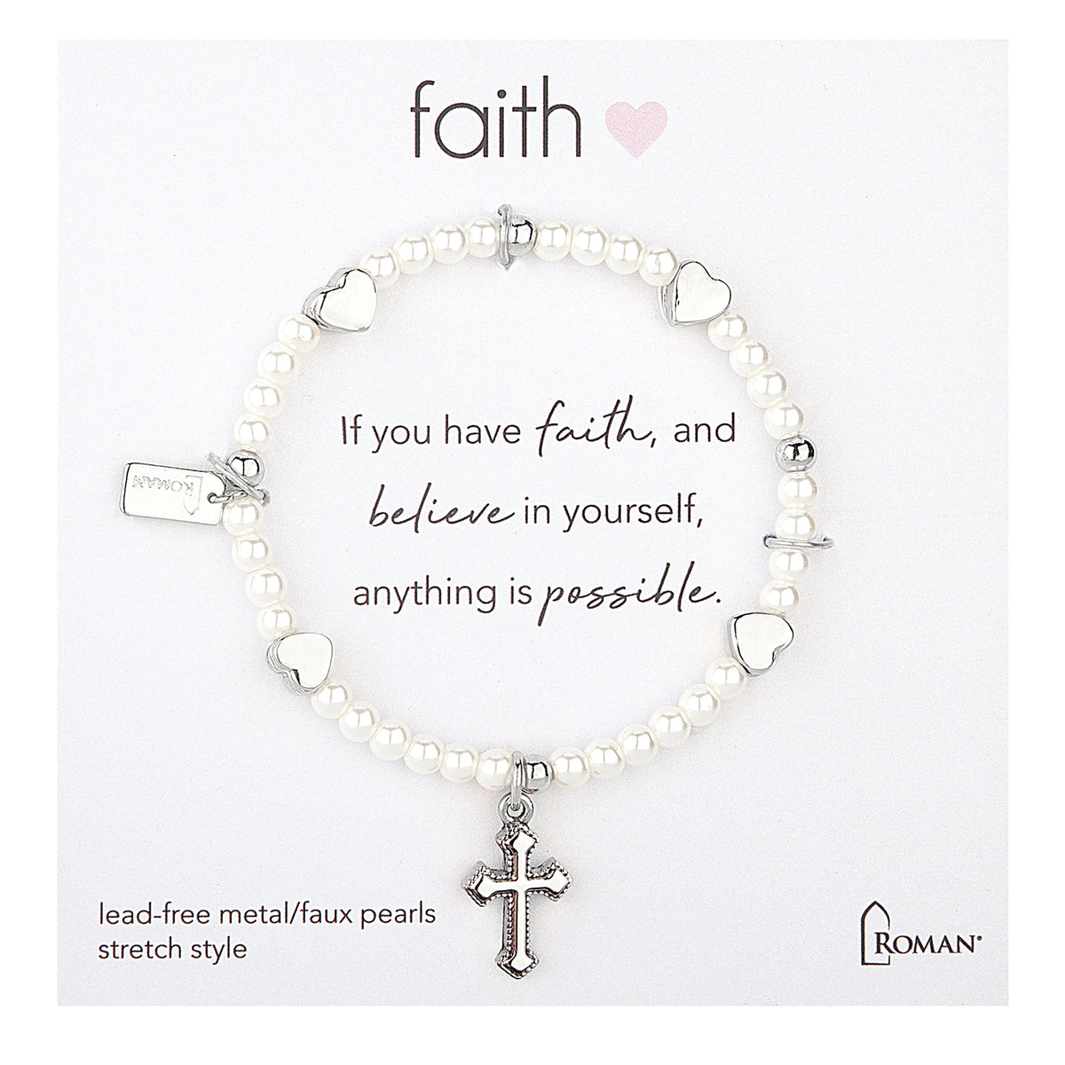6"L Silver Cross Bracelet