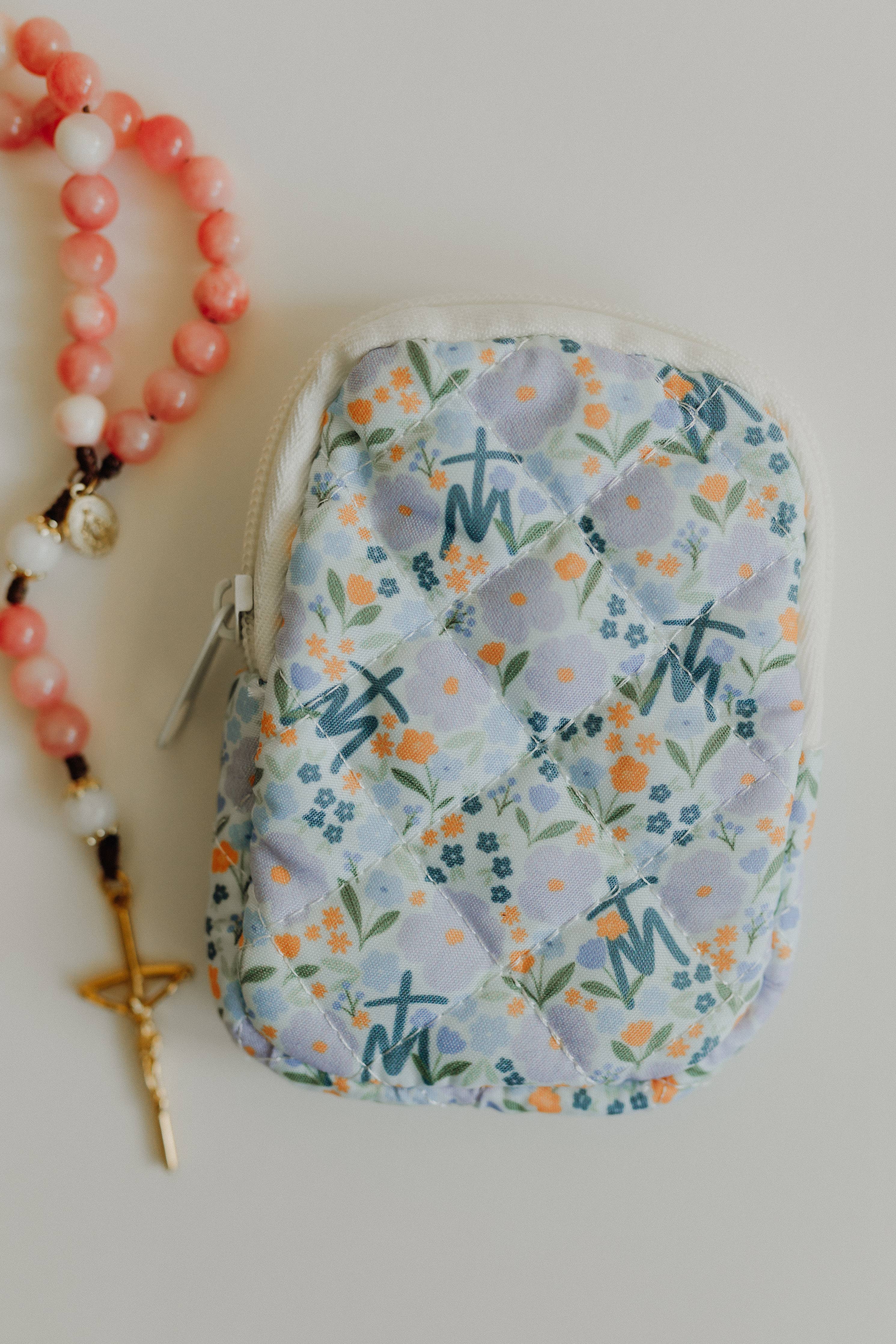 Marian Quilted Rosary Pouch