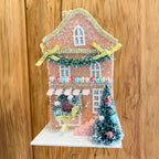 5.5" Lighted Paper Multicolored House Ornament