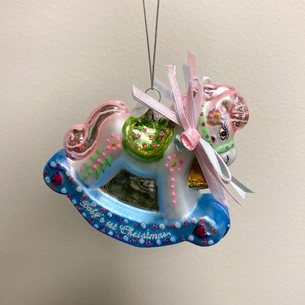 Noble Gems™ Baby's 1st Christmas Rocking Horse Glass Ornament