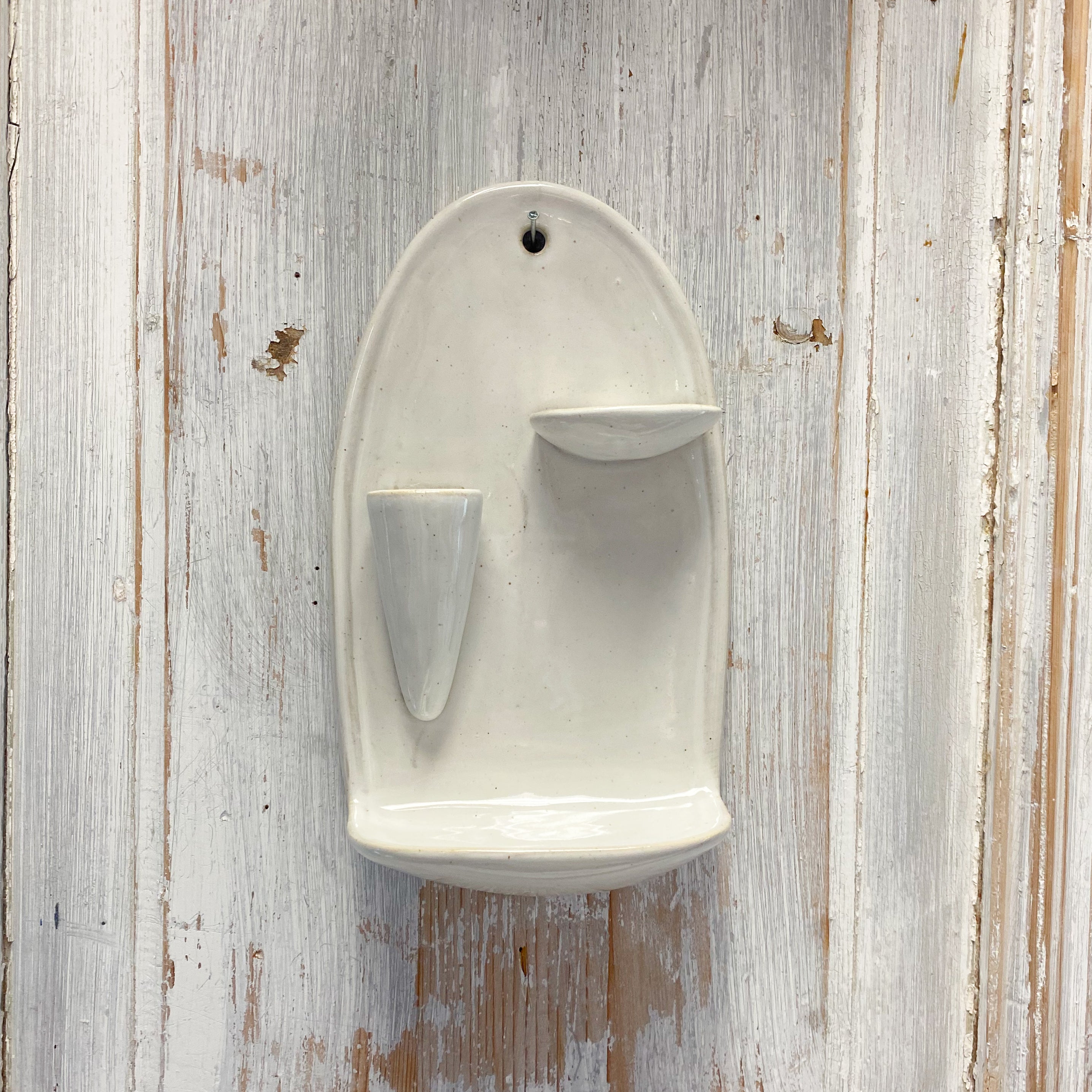 Stoneware Wall Vase with 2 Shelves