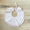 Pink Scalloped Bib with Pink Cross and Baptism Shell