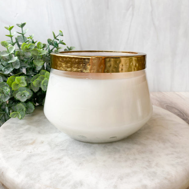 Apricot Rose Pressed Floral Candle - Large