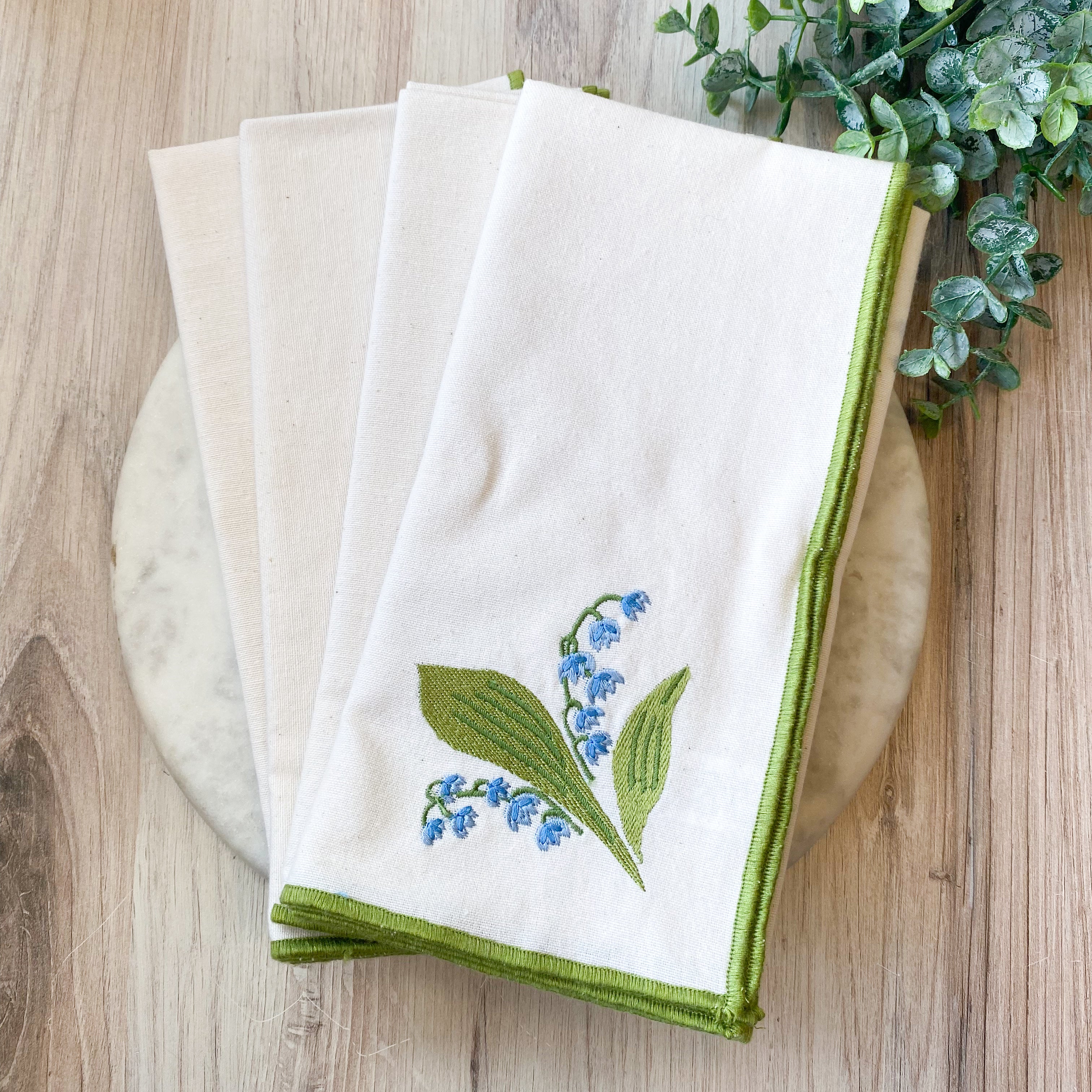 Easter Lily Embroidered Napkin