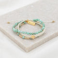 Be Still 3 Row Bracelet Gold/Ivory/Amazonite