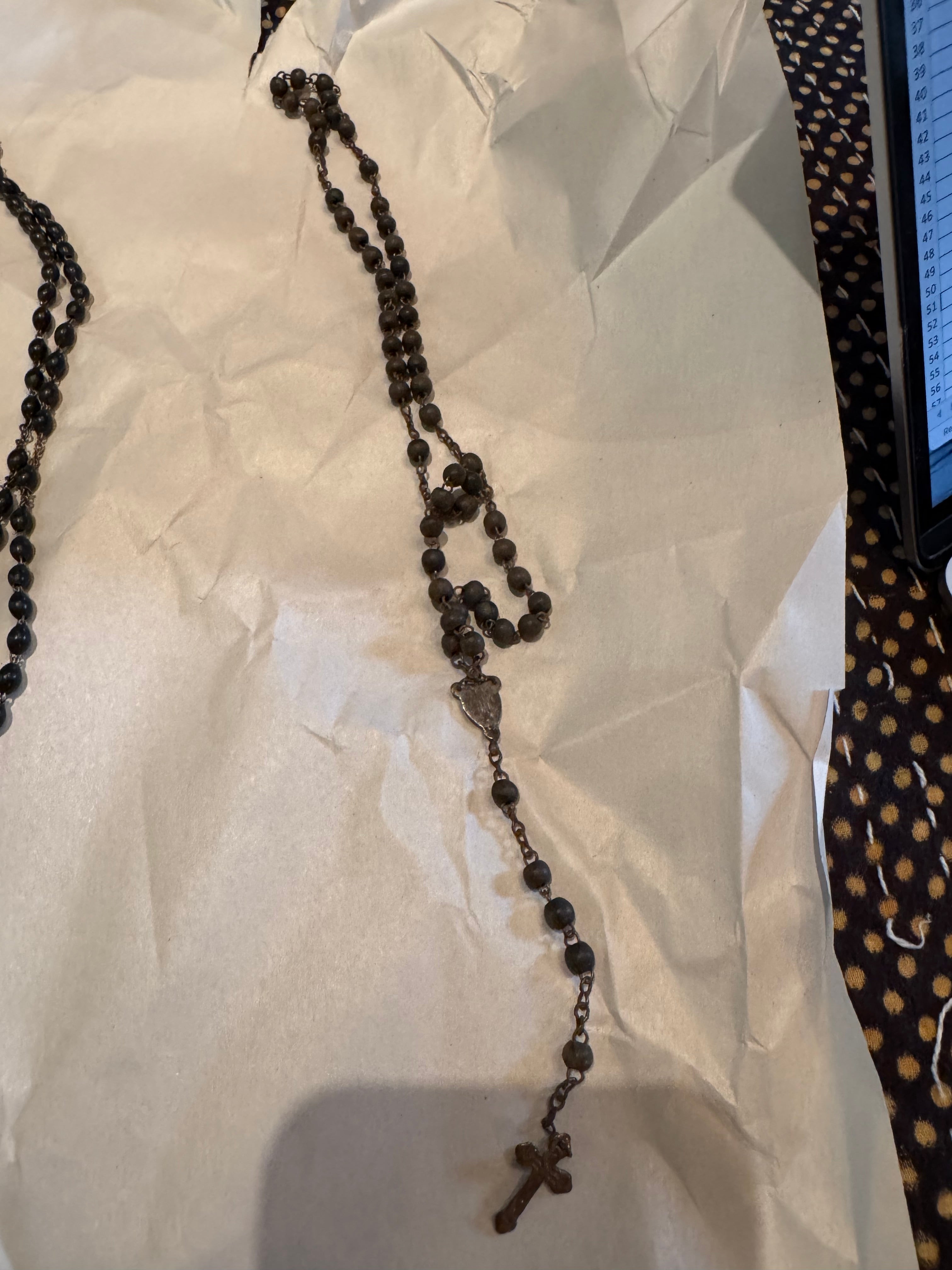 Antique French Virgin Mary Brown Rosary