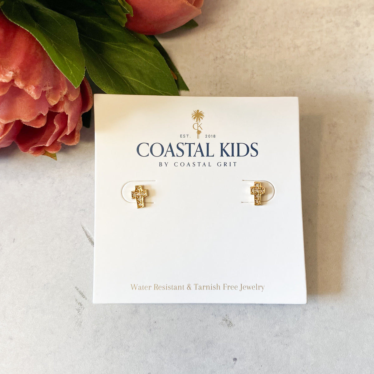 Coastal Kids CZ Cross Earrings